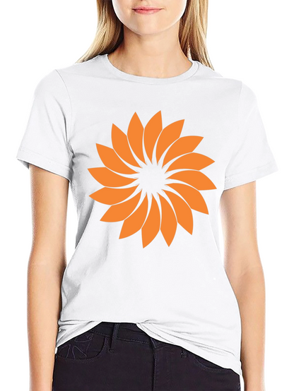 Geometric Floral Graphic Tee - Black