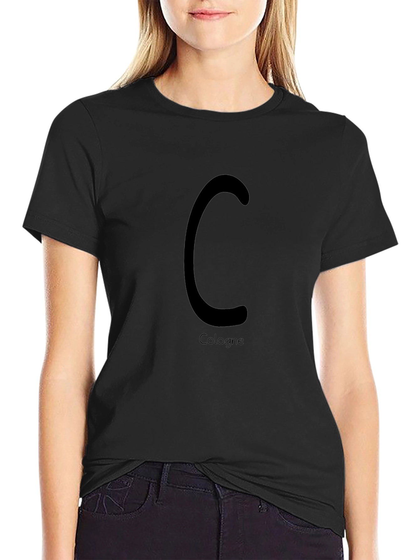 Cologne C Letter T-Shirt - Black Graphic Tee