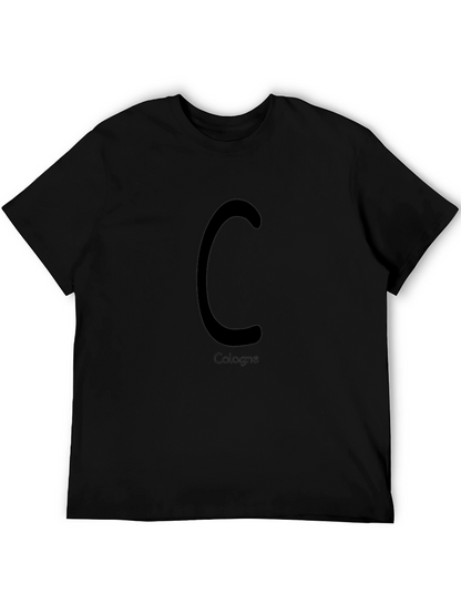 Cologne C Letter T-Shirt - Black Graphic Tee