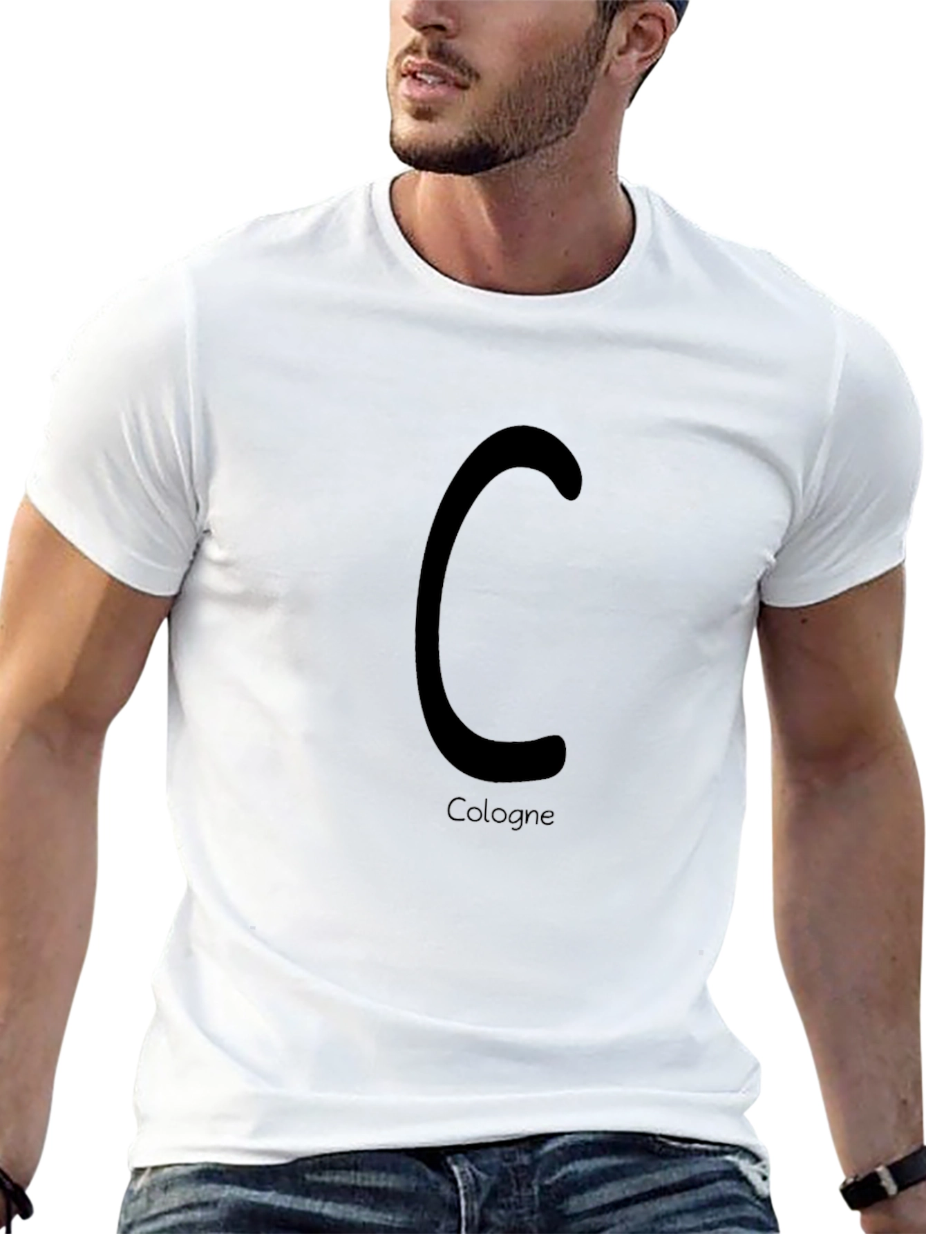 Cologne C Letter T-Shirt - Black Graphic Tee