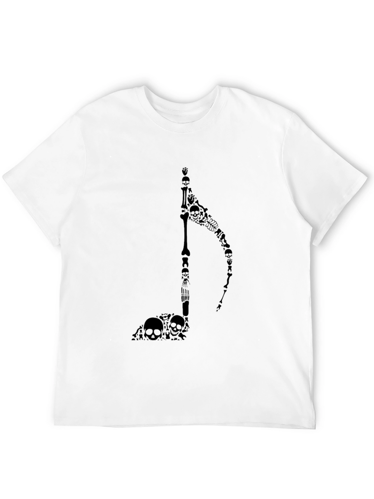 Skull Grim Reaper Music Note Black T-Shirt