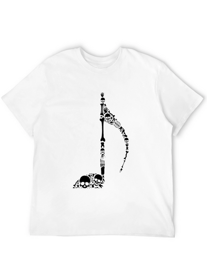Skull Grim Reaper Music Note Black T-Shirt