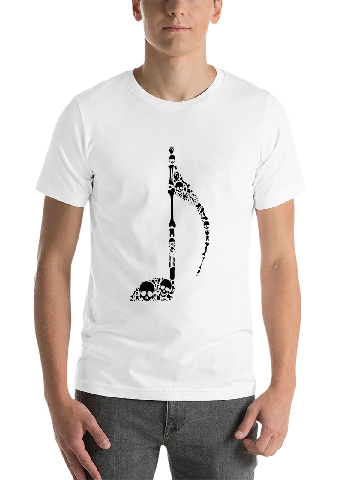 Skull Grim Reaper Music Note Black T-Shirt