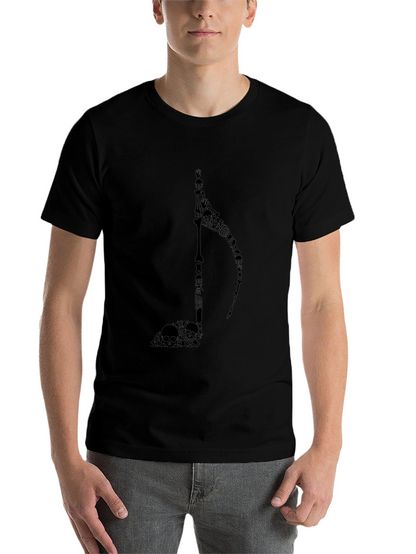 Skull Grim Reaper Music Note Black T-Shirt