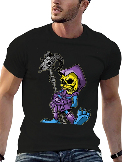 Skeletor Cartoon Graphic Black T-Shirt