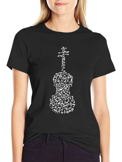 Musical Notes Violin T-Shirt - Black