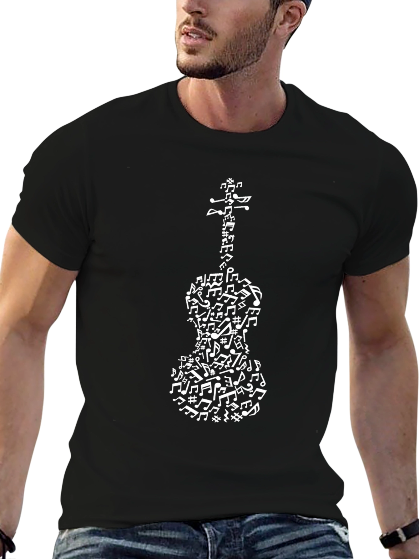 Musical Notes Violin T-Shirt - Black