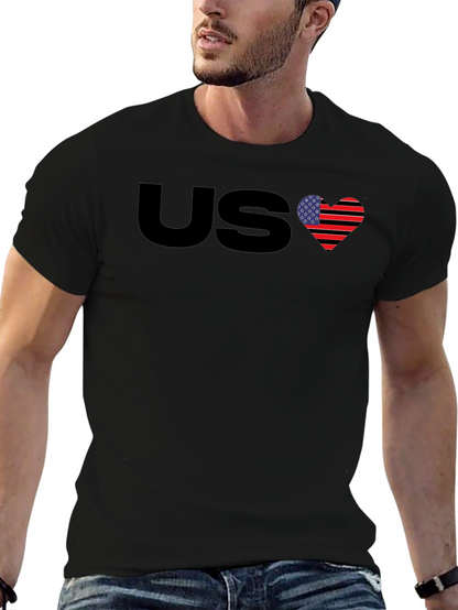 US Flag Heart Graphic T-Shirt