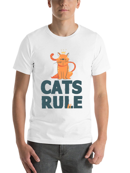 Cats Rule Graphic Tee - Black Cotton T-Shirt