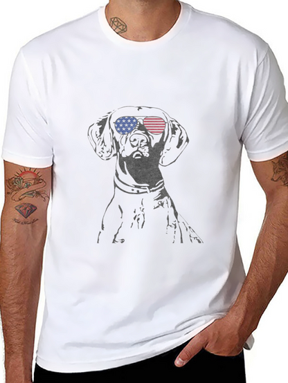 Dog with USA Flag Sunglasses Mens Tee