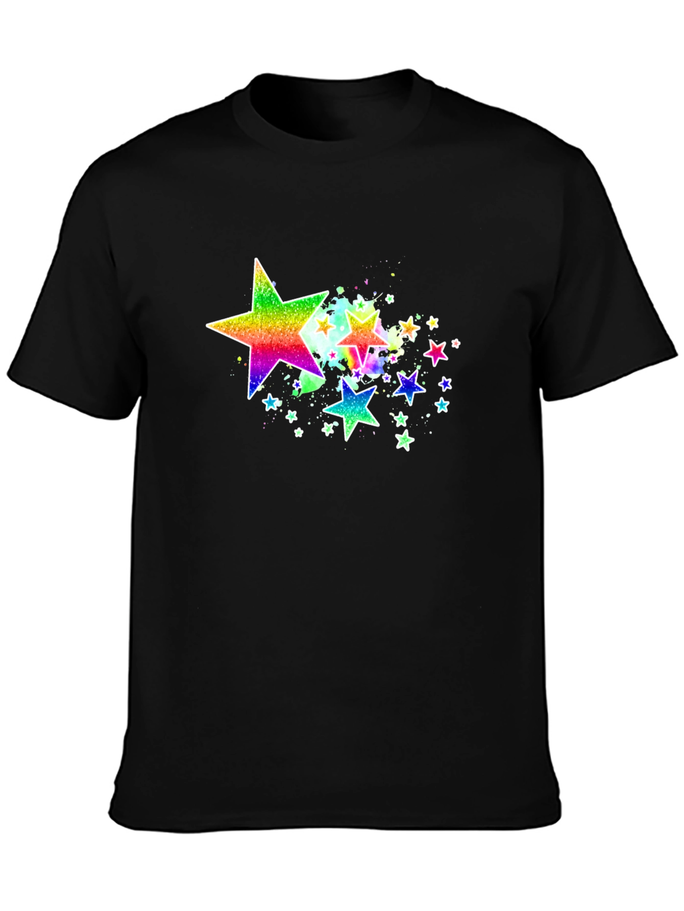 Rainbow Star Graphic Black T-Shirt