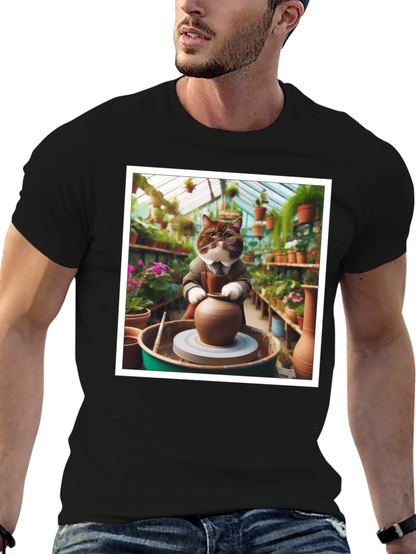 Pottery Cat T-Shirt: Greenhouse Artist Design