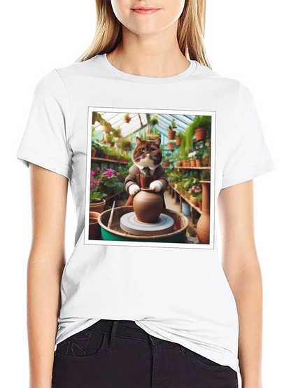 Pottery Cat T-Shirt: Greenhouse Artist Design