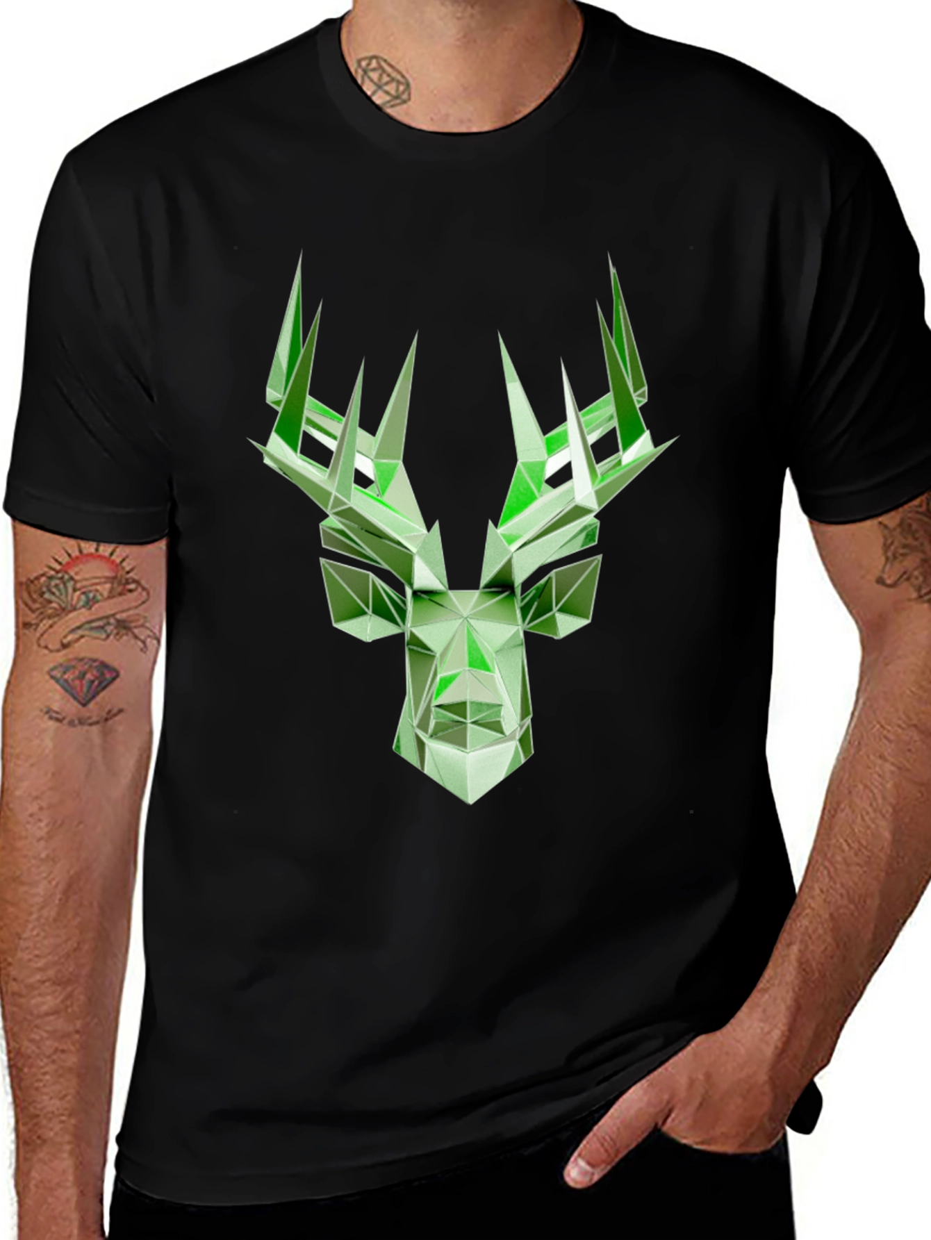 Geometric Deer Graphic T-Shirt - Modern Style