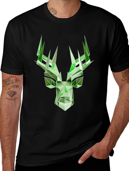 Geometric Deer Graphic T-Shirt - Modern Style
