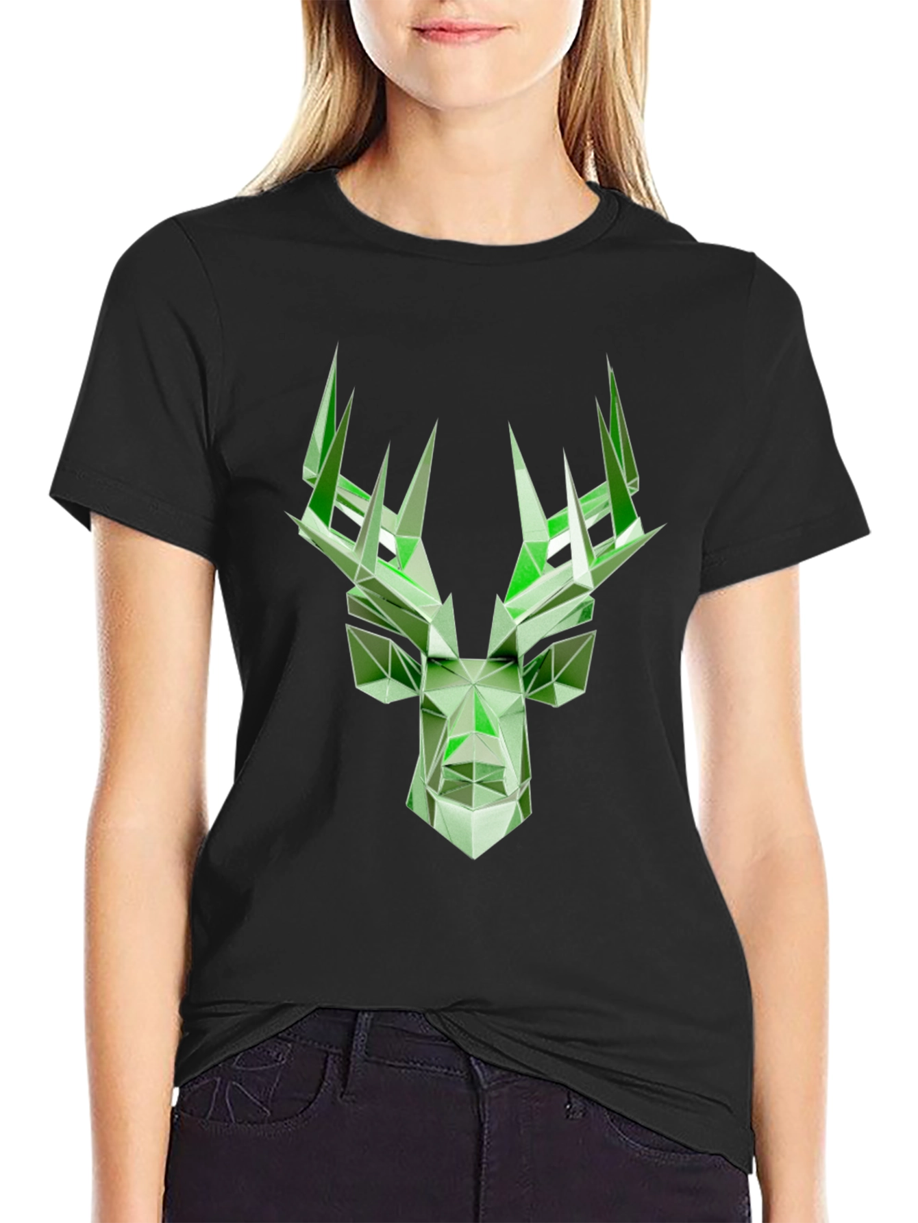 Geometric Deer Graphic T-Shirt - Modern Style