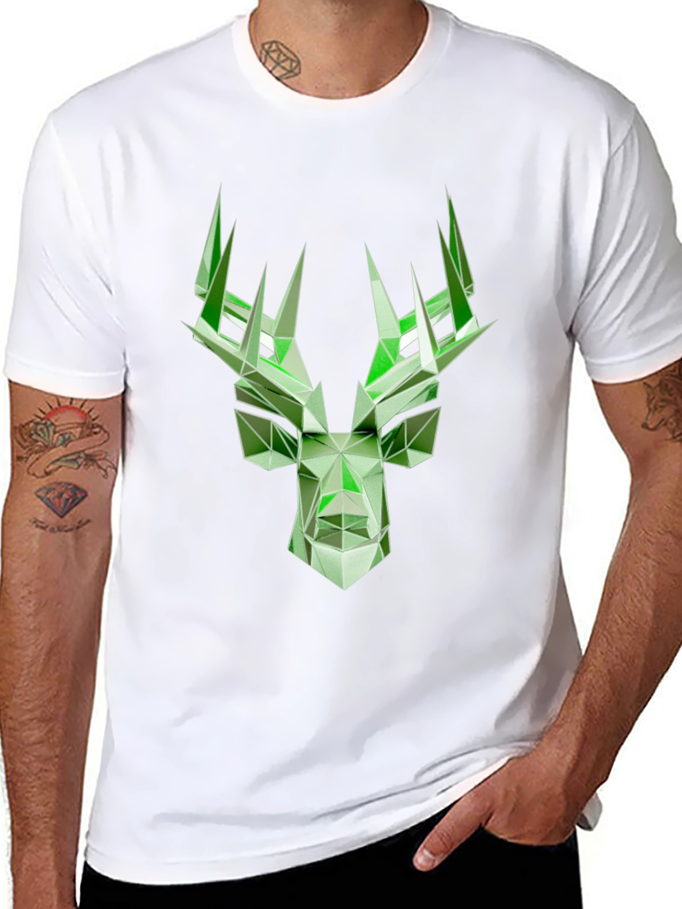 Geometric Deer Graphic T-Shirt - Modern Style