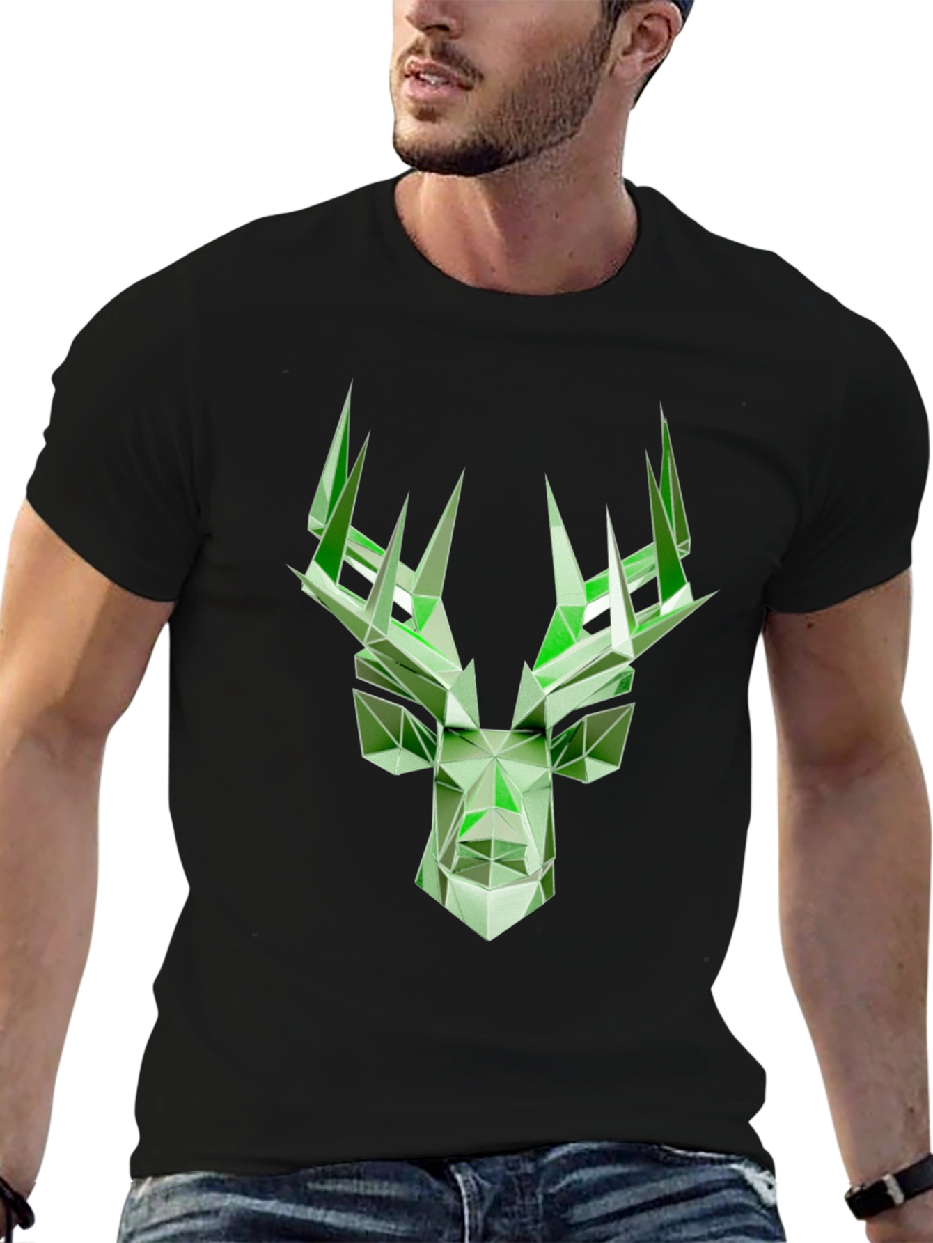 Geometric Deer Graphic T-Shirt - Modern Style