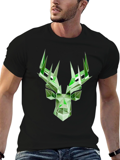 Geometric Deer Graphic T-Shirt - Modern Style