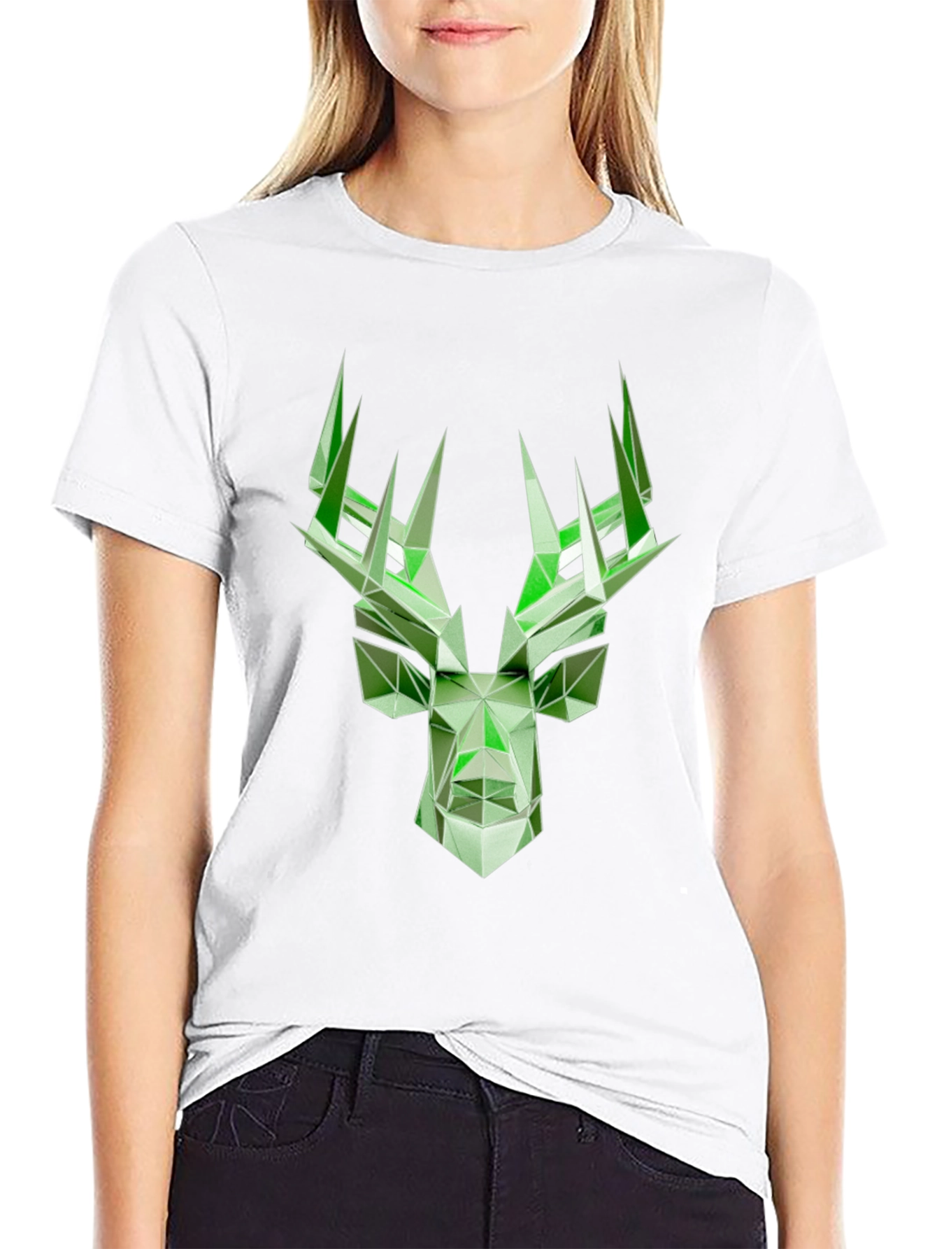 Geometric Deer Graphic T-Shirt - Modern Style