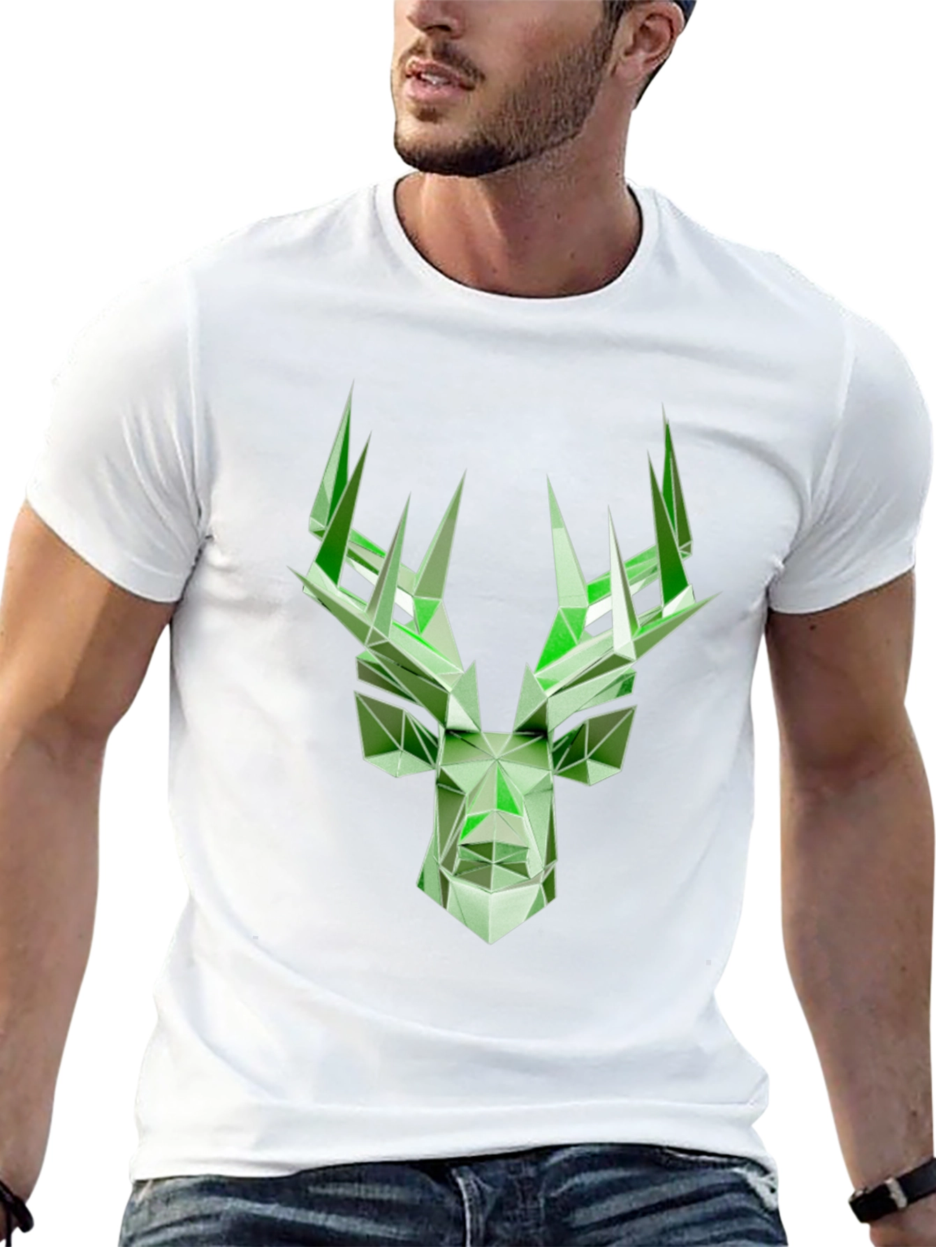 Geometric Deer Graphic T-Shirt - Modern Style