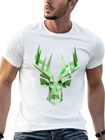 Geometric Deer Graphic T-Shirt - Modern Style