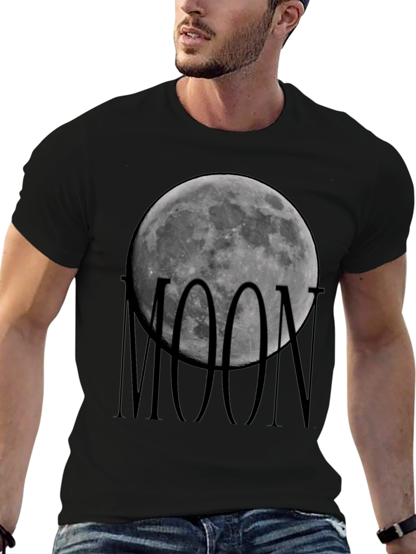 Moon Graphic Black T-Shirt - Celestial Style