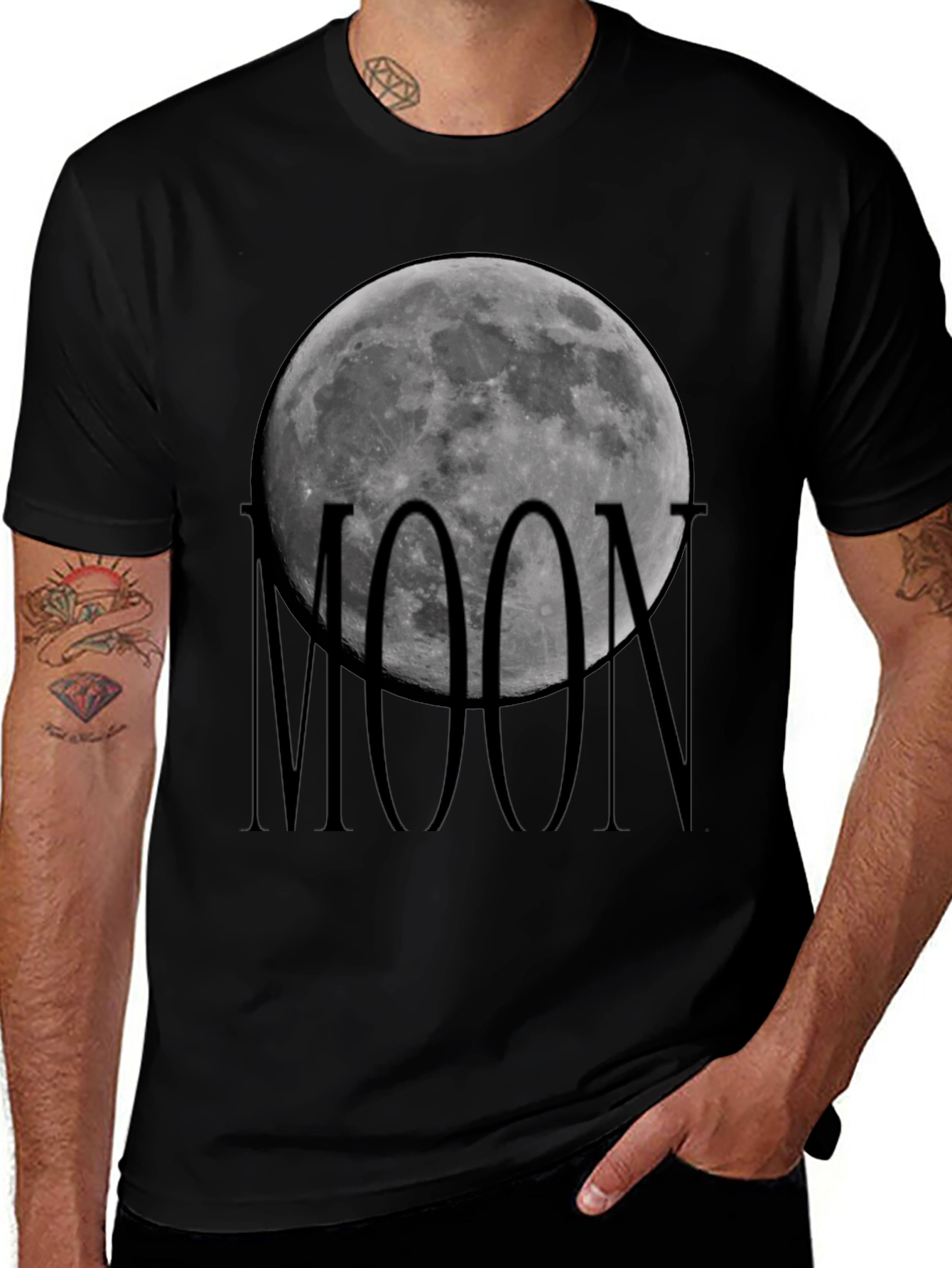 Moon Graphic Black T-Shirt - Celestial Style