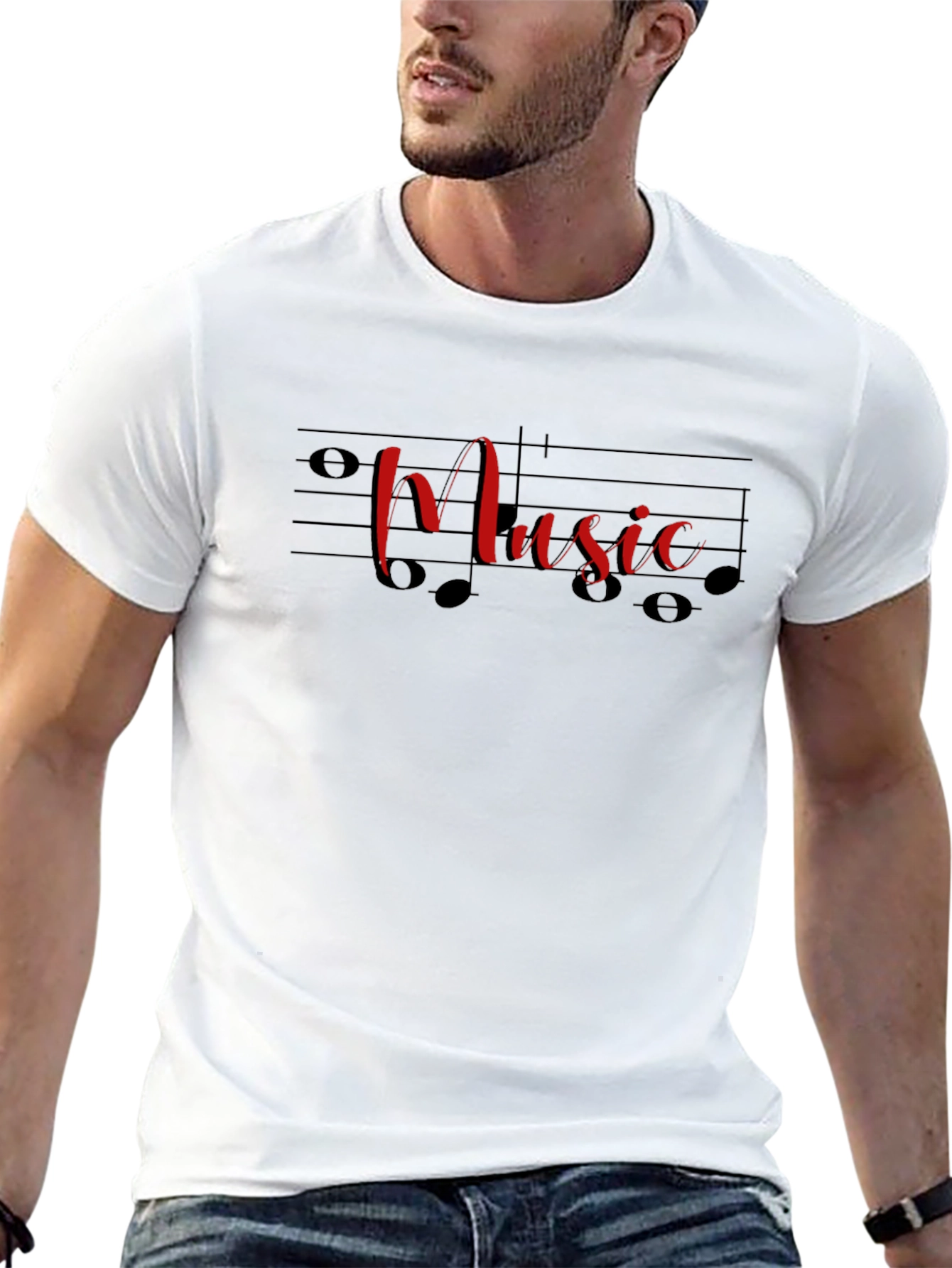Music Notes Graphic Black T-Shirt