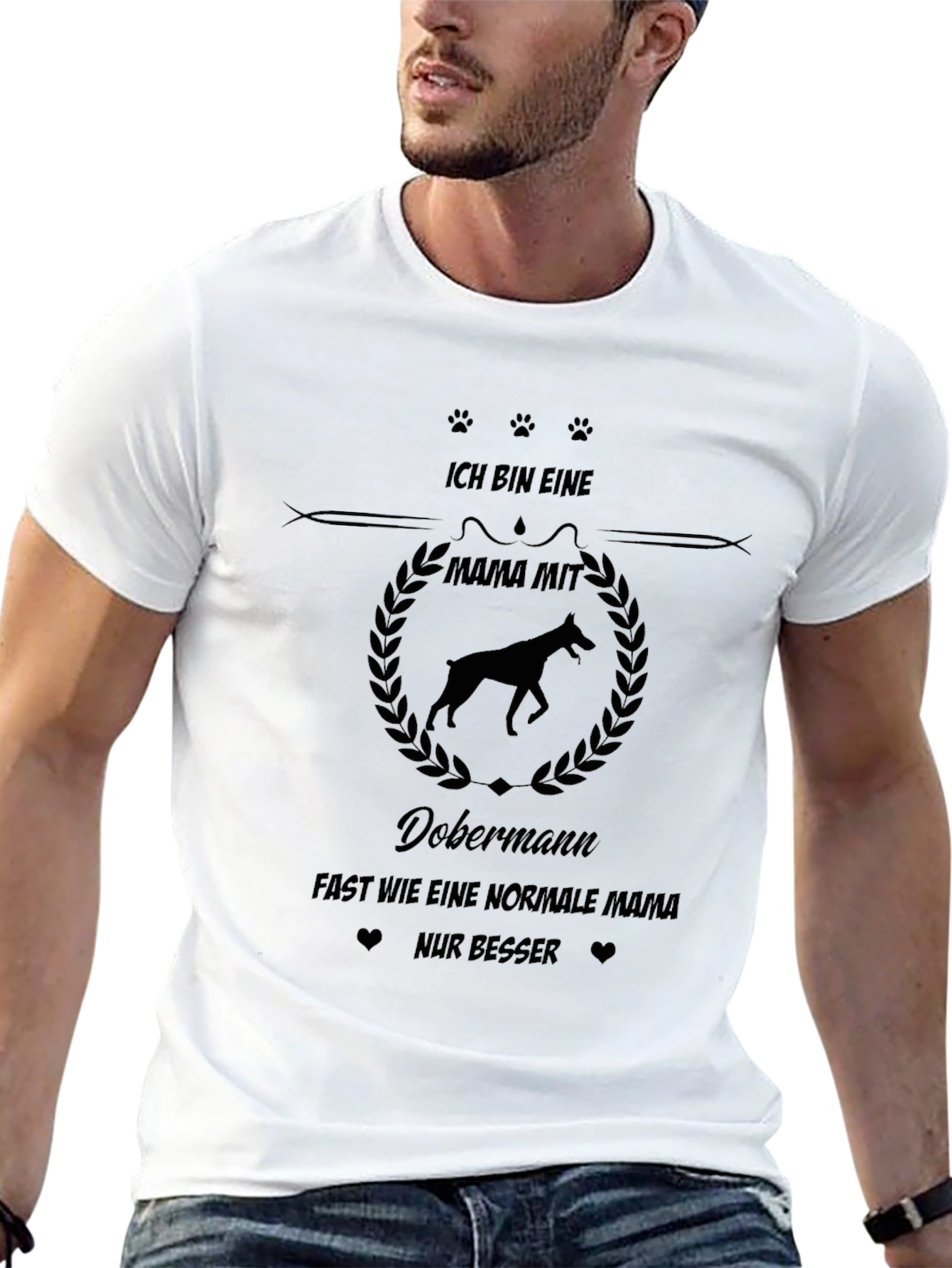 Doberman Mama Black T-Shirt