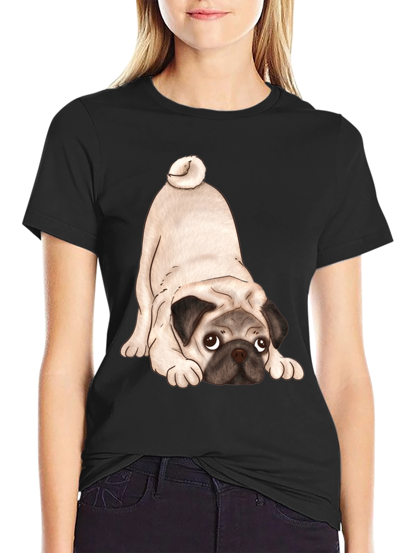 Cute Pug T-Shirt - Black Graphic Tee