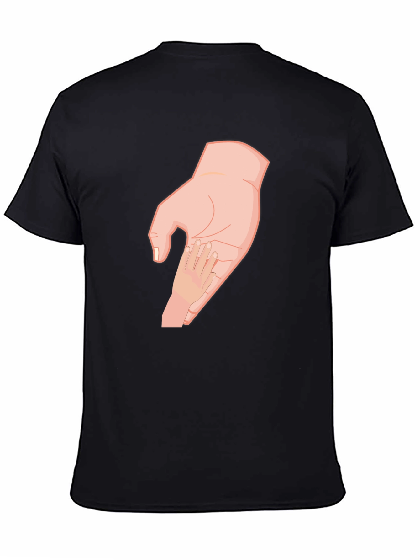 Parent and Child Hand T-Shirt - Black Cotton