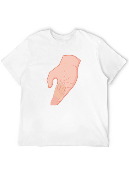 Parent and Child Hand T-Shirt - Black Cotton