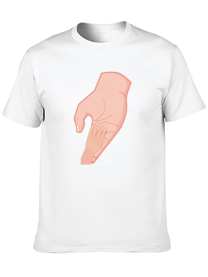 Parent and Child Hand T-Shirt - Black Cotton