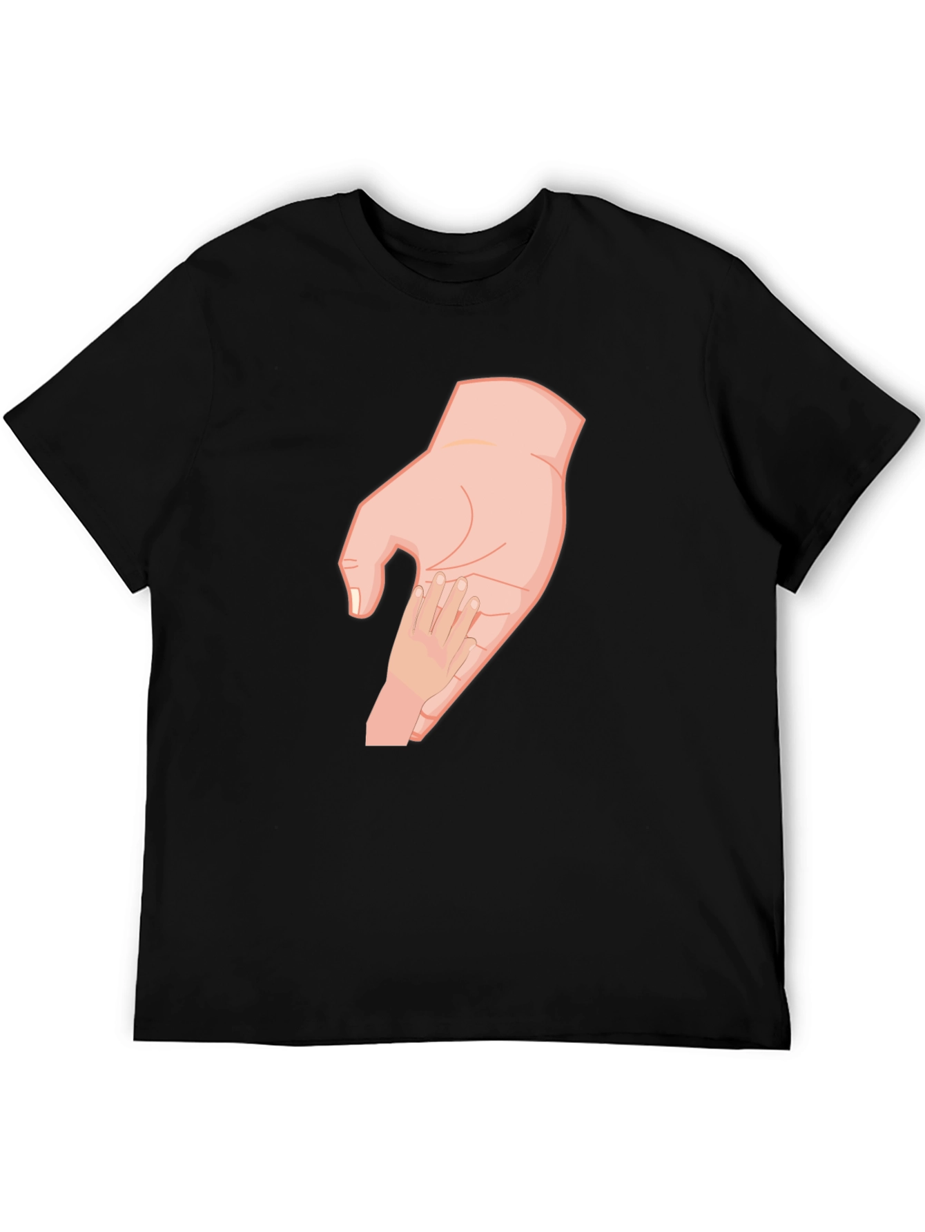 Parent and Child Hand T-Shirt - Black Cotton
