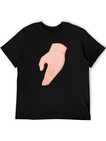 Parent and Child Hand T-Shirt - Black Cotton
