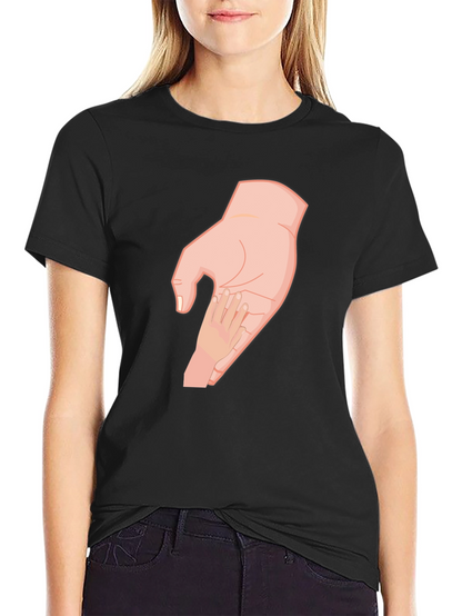 Parent and Child Hand T-Shirt - Black Cotton