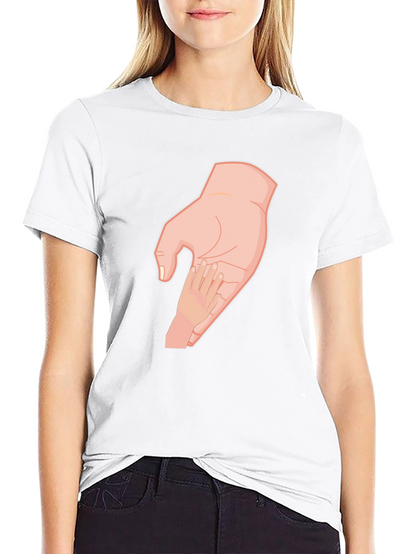 Parent and Child Hand T-Shirt - Black Cotton