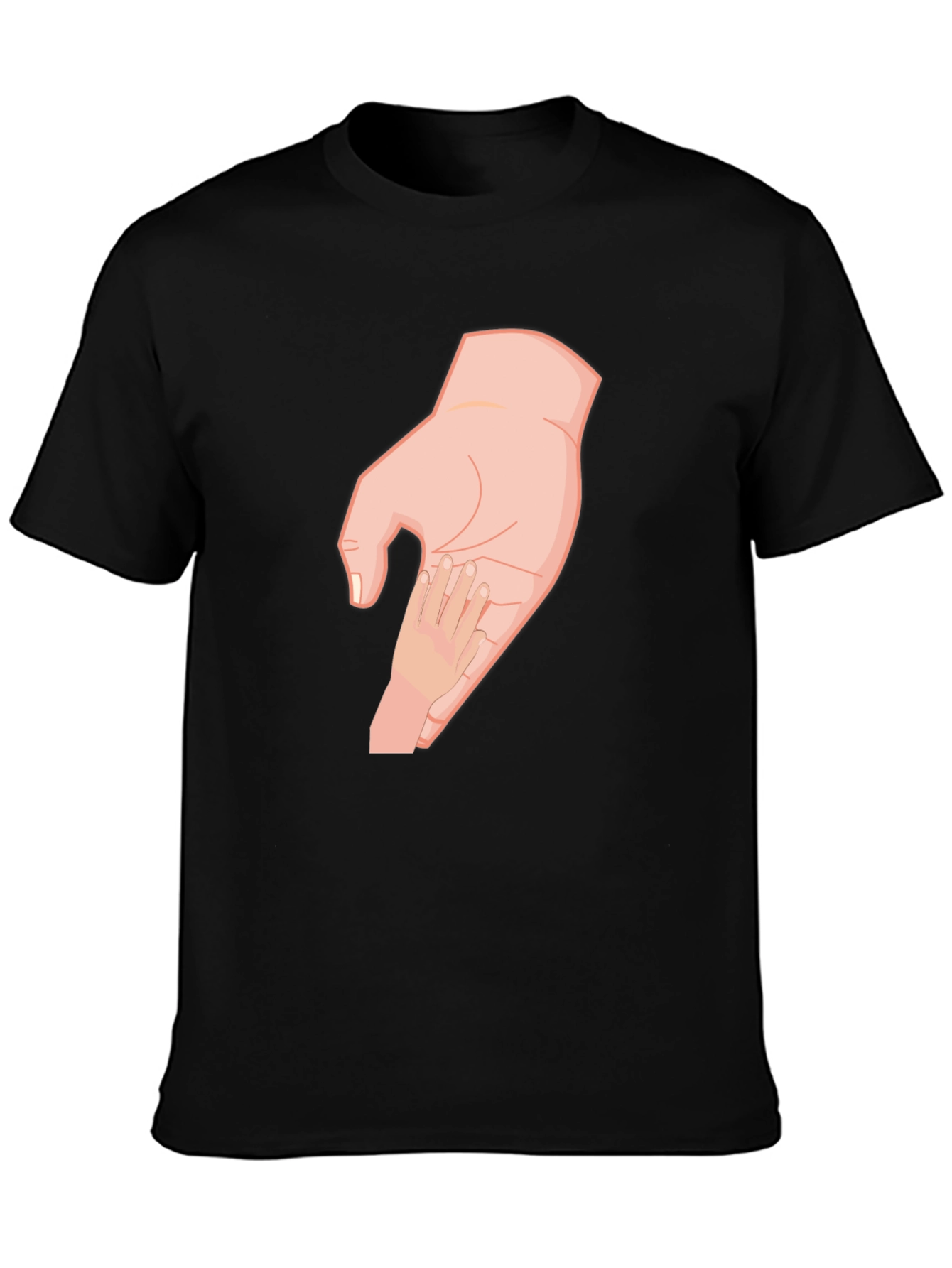 Parent and Child Hand T-Shirt - Black Cotton