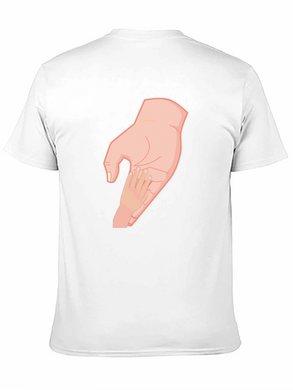 Parent and Child Hand T-Shirt - Black Cotton