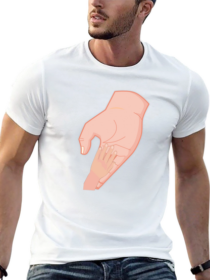 Parent and Child Hand T-Shirt - Black Cotton