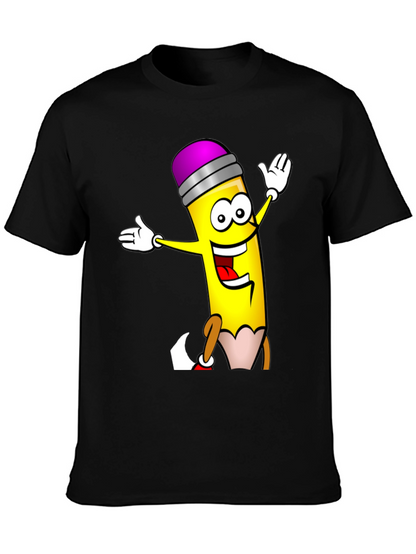 Fun Cartoon Pencil Graphic T-Shirt