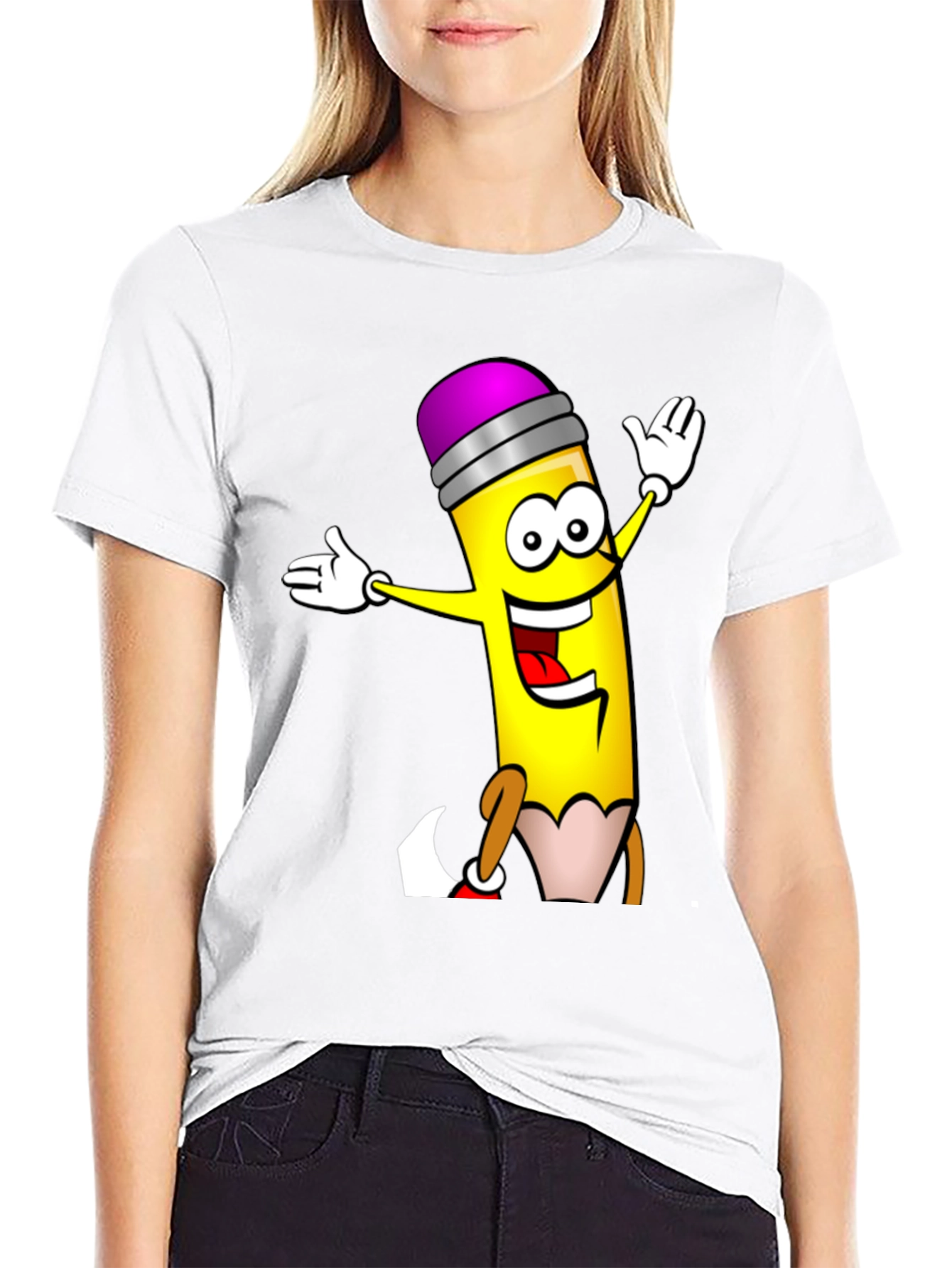 Fun Cartoon Pencil Graphic T-Shirt