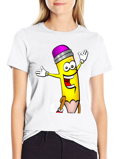 Fun Cartoon Pencil Graphic T-Shirt