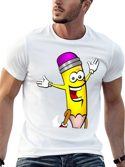 Fun Cartoon Pencil Graphic T-Shirt