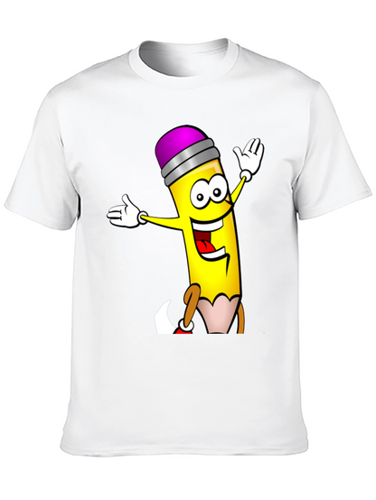 Fun Cartoon Pencil Graphic T-Shirt