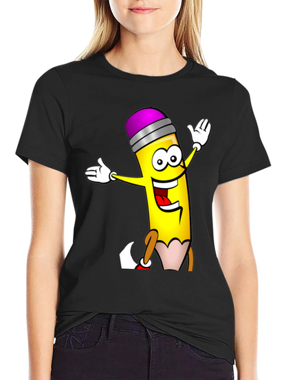 Fun Cartoon Pencil Graphic T-Shirt