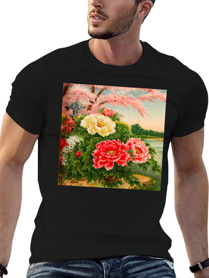 Floral Blossom Art Black Tee