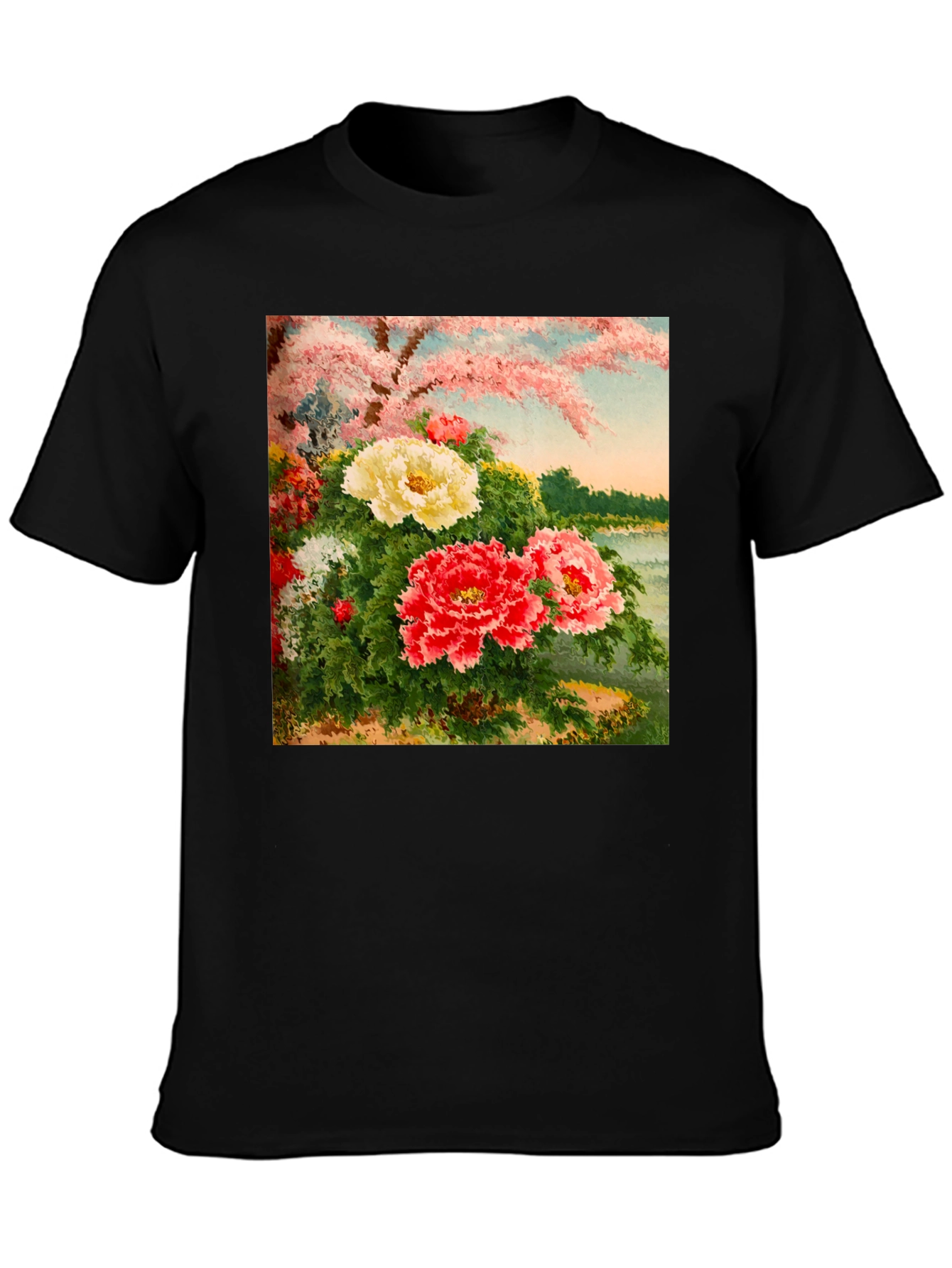 Floral Blossom Art Black Tee