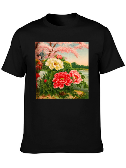 Floral Blossom Art Black Tee